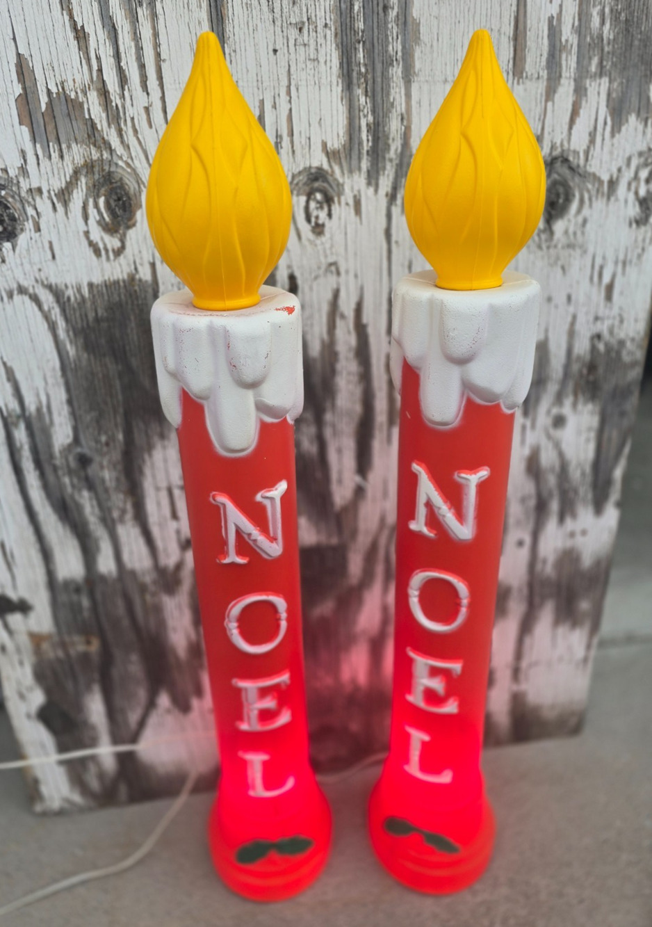Nostalgia 37" Christmas Candles Blow Mold Noel Frosted Top Set of 2